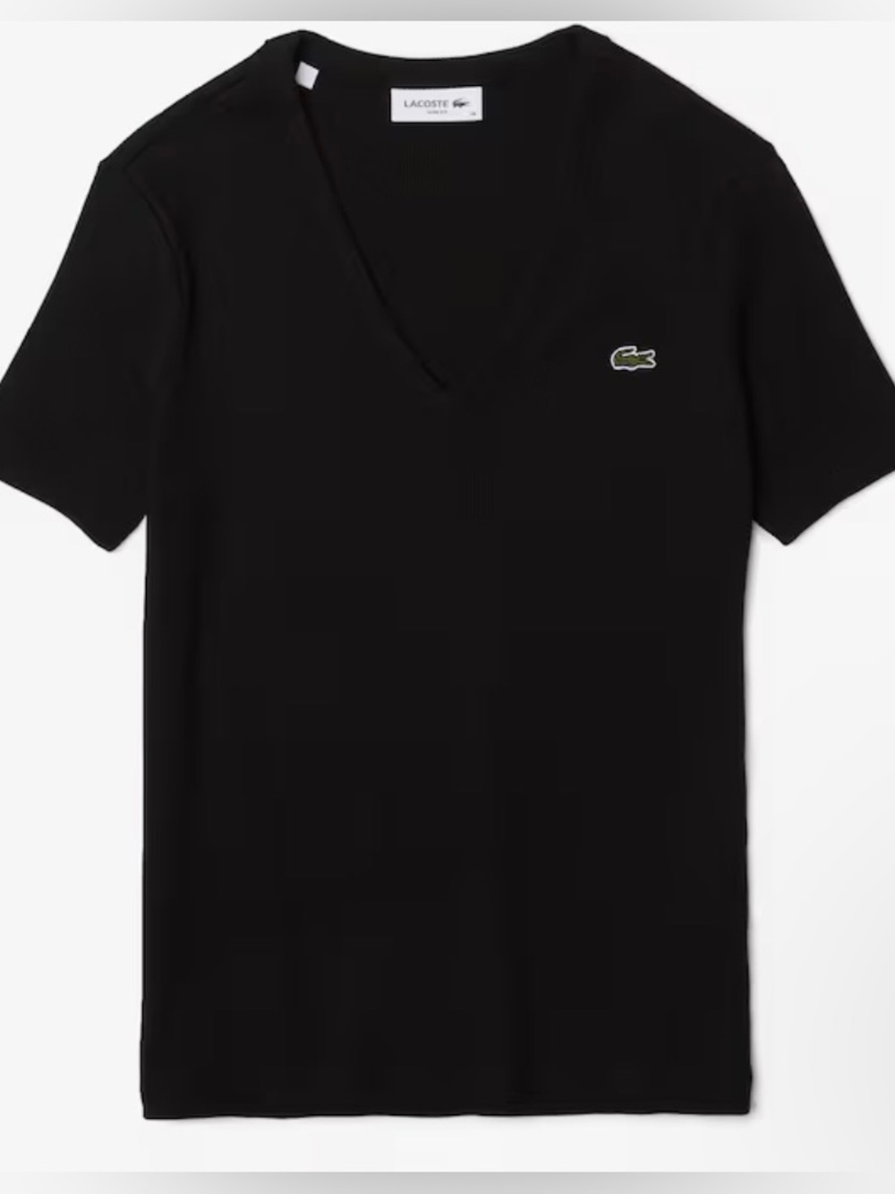 Lacoste 🐊 Women's Black V-Neck Short Sleeve Tee Size 36 (S)